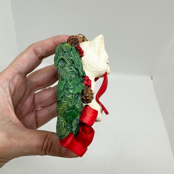 SOLD NIB Vtg Lenox Cat Ornament Christmas Plastic Wreath Bow Tree Welcome - Picture 5 of 6